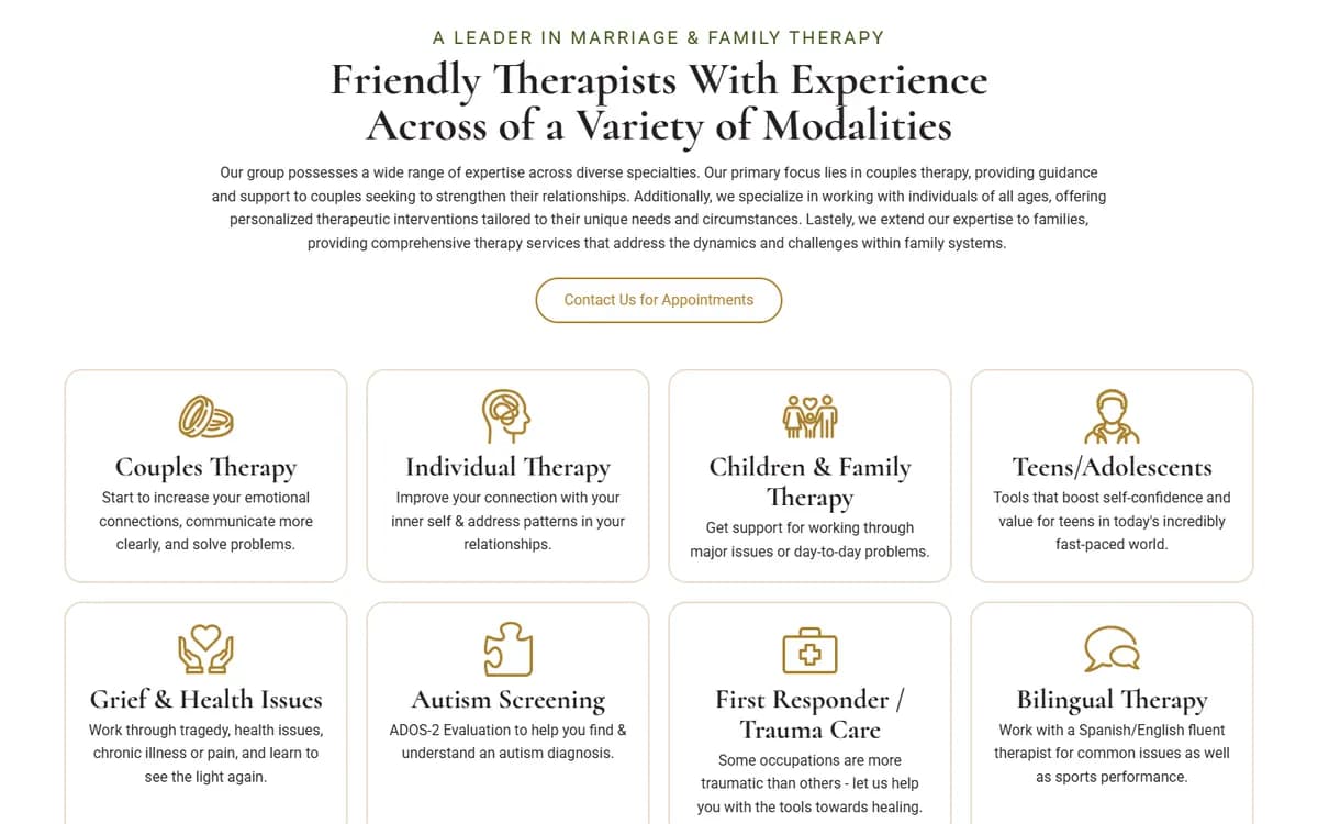 Abundance Family Therapy: Eight services at a glance