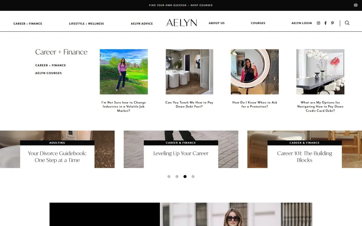 Aelyn: Editorial mega menus