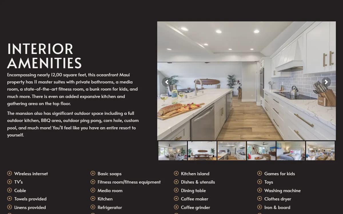 AMAVI: Detailed amenity pages