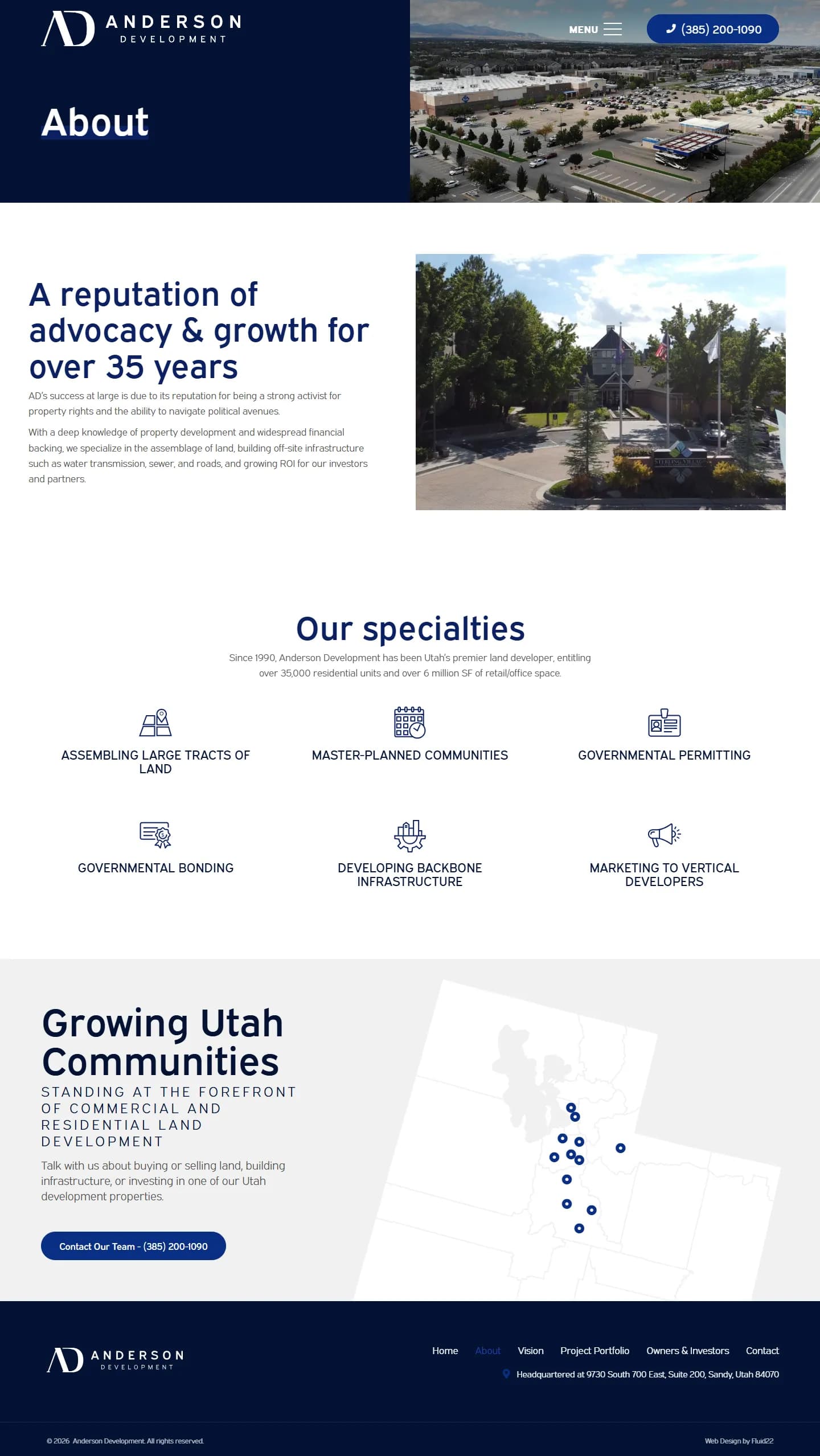 Anderson Development website, inner page