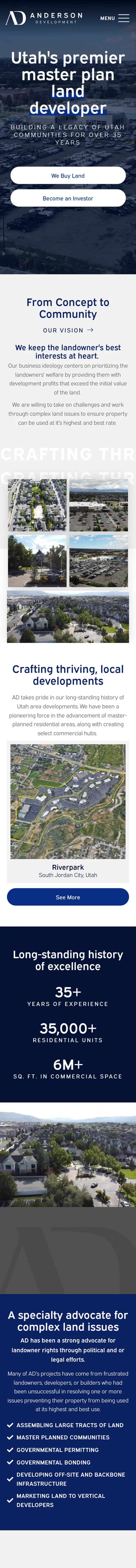 Anderson Development website on mobile
