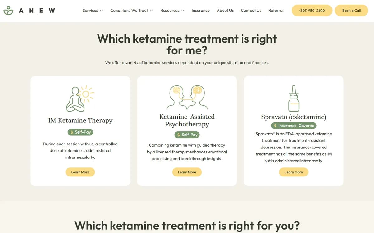 Anew Therapy: Ketamine options, side by side