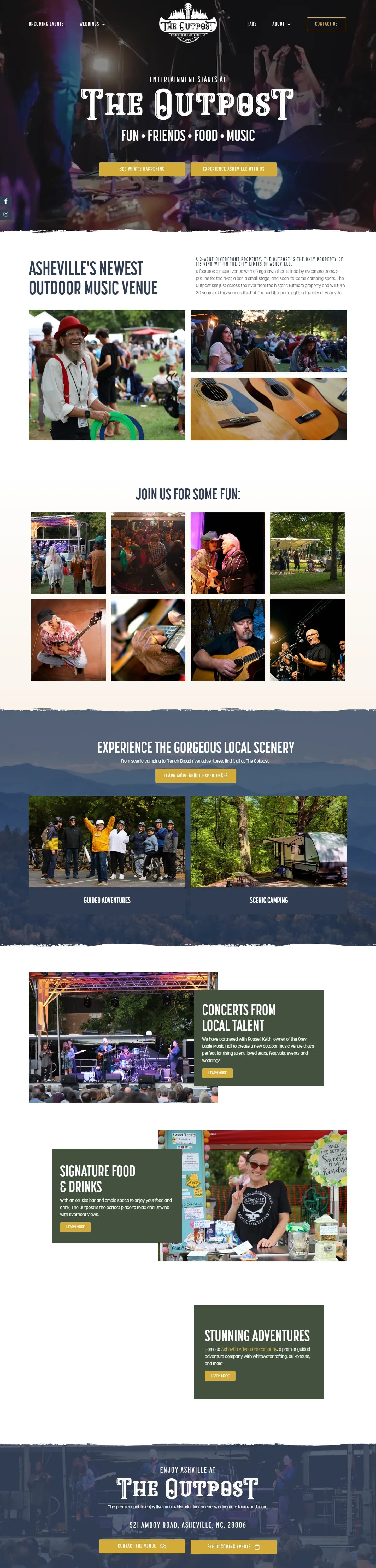 Asheville Outpost website, full page