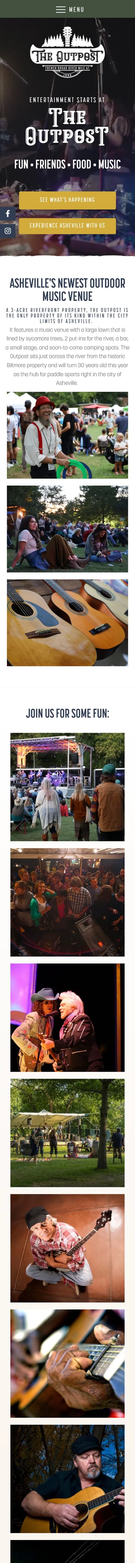 Asheville Outpost website on mobile