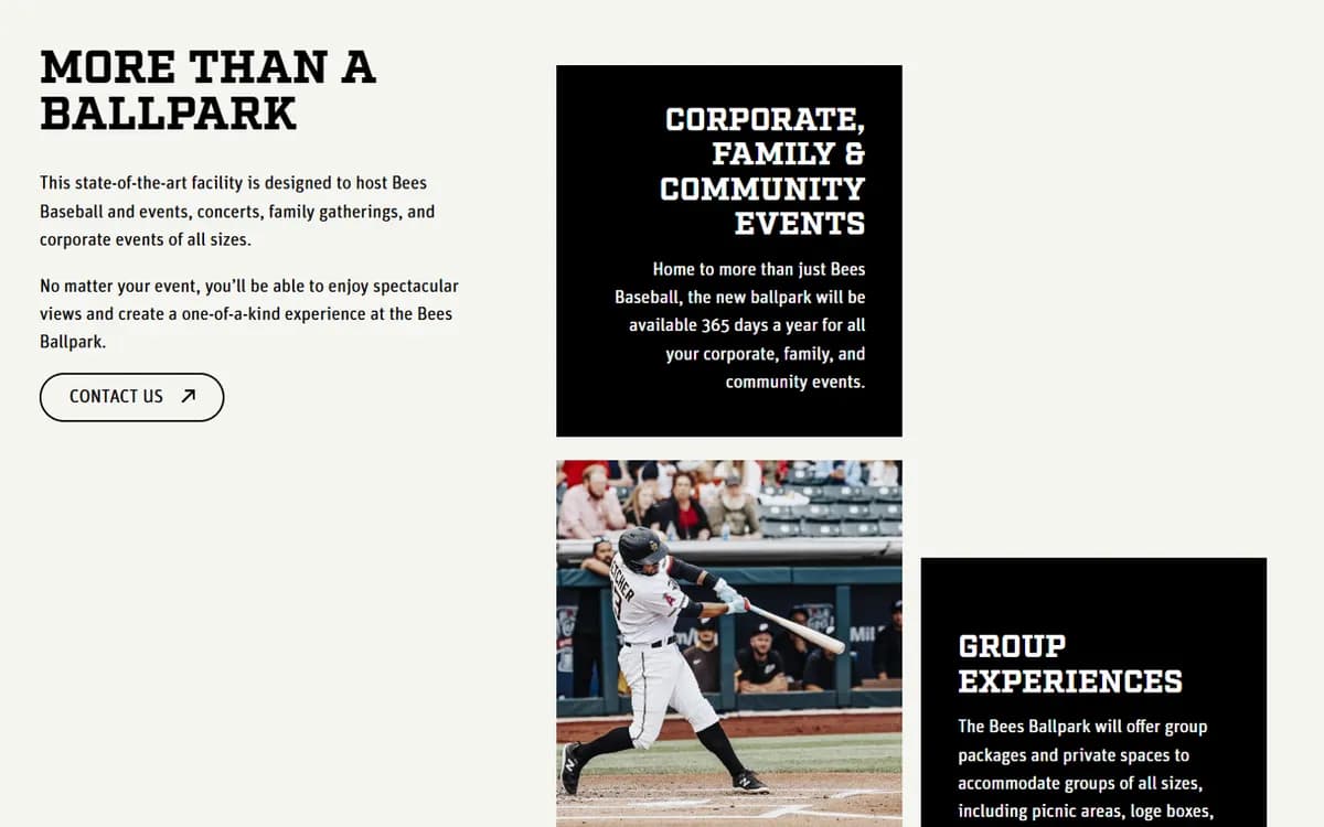 Bees Ballpark: Events and partnerships