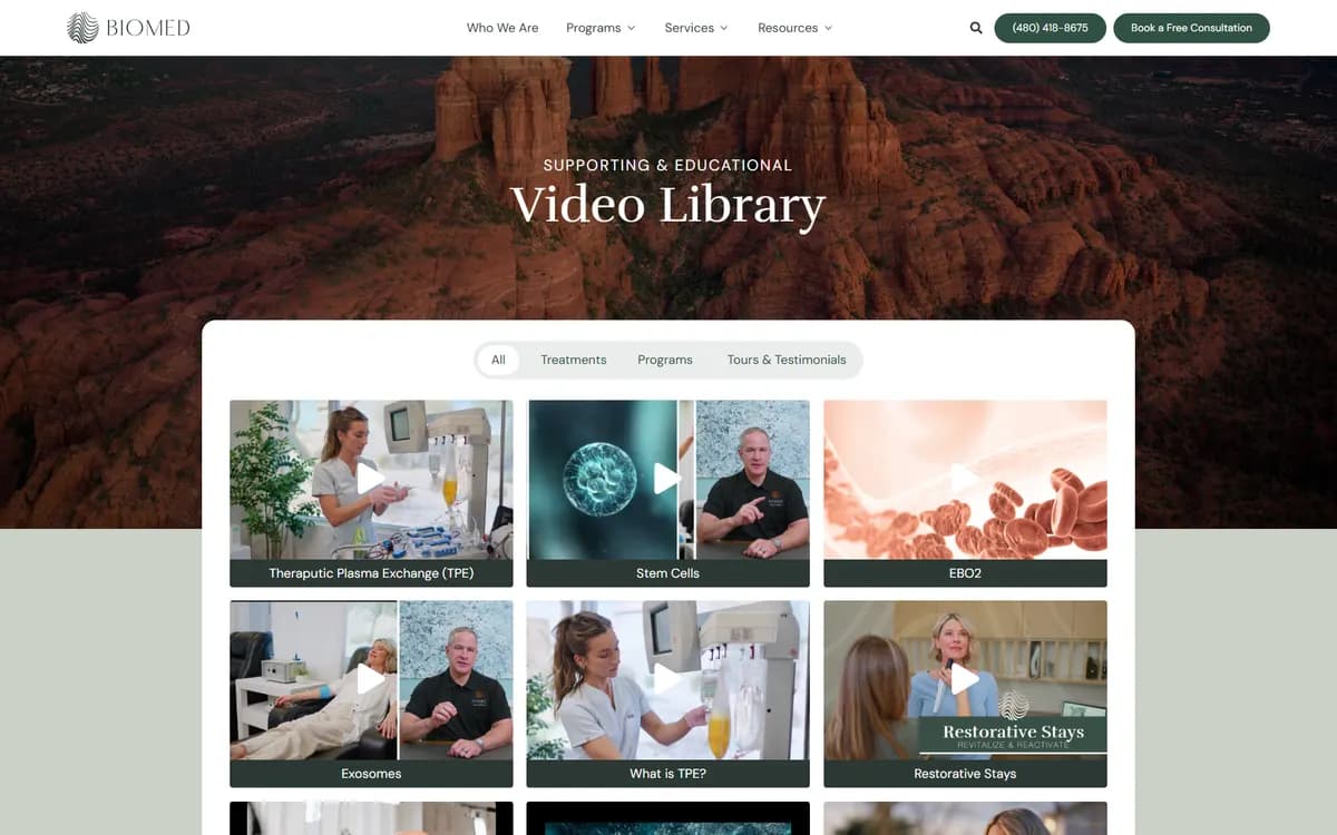 Biomed: A filterable video library