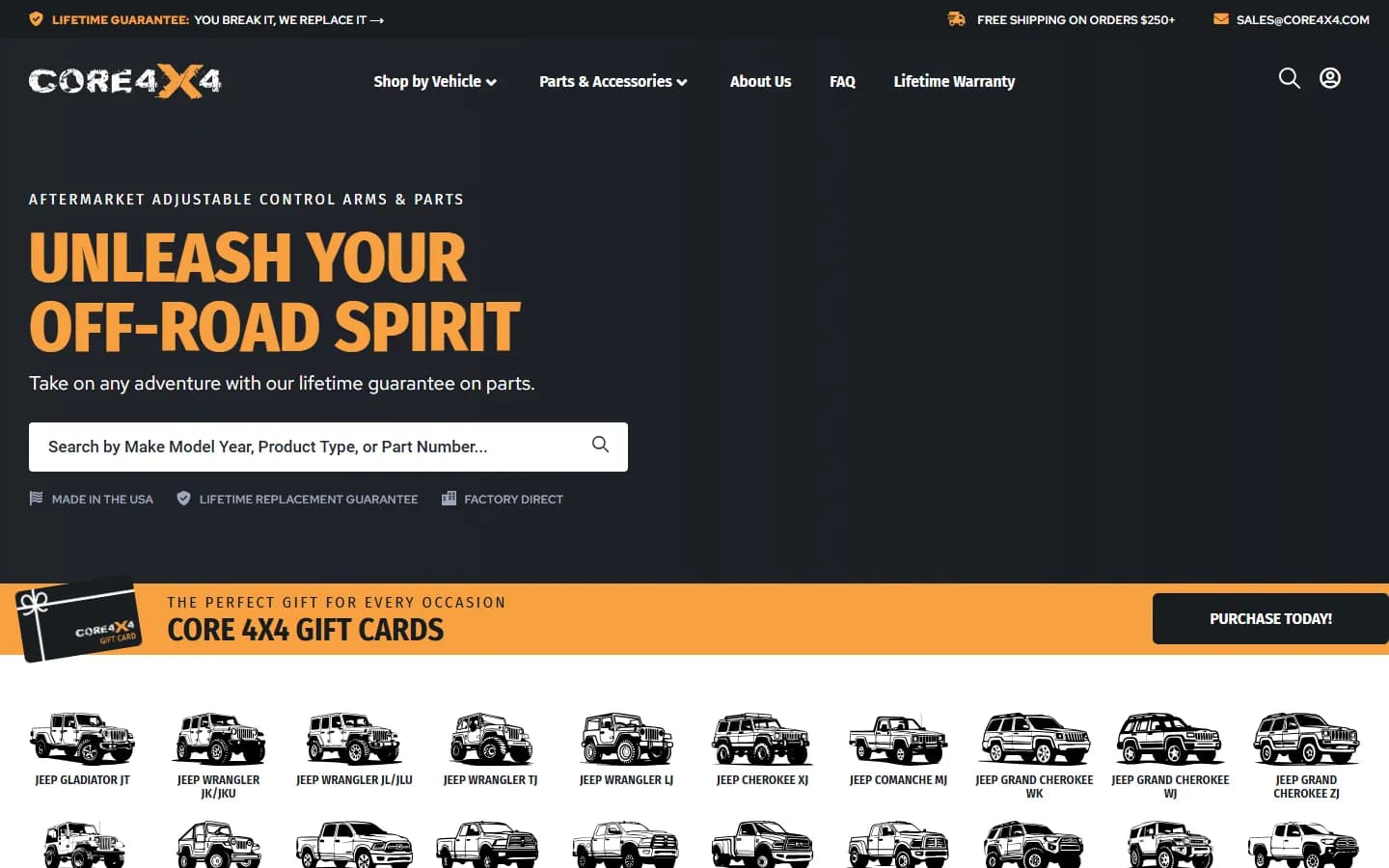 Core 4×4 website before the redesign
