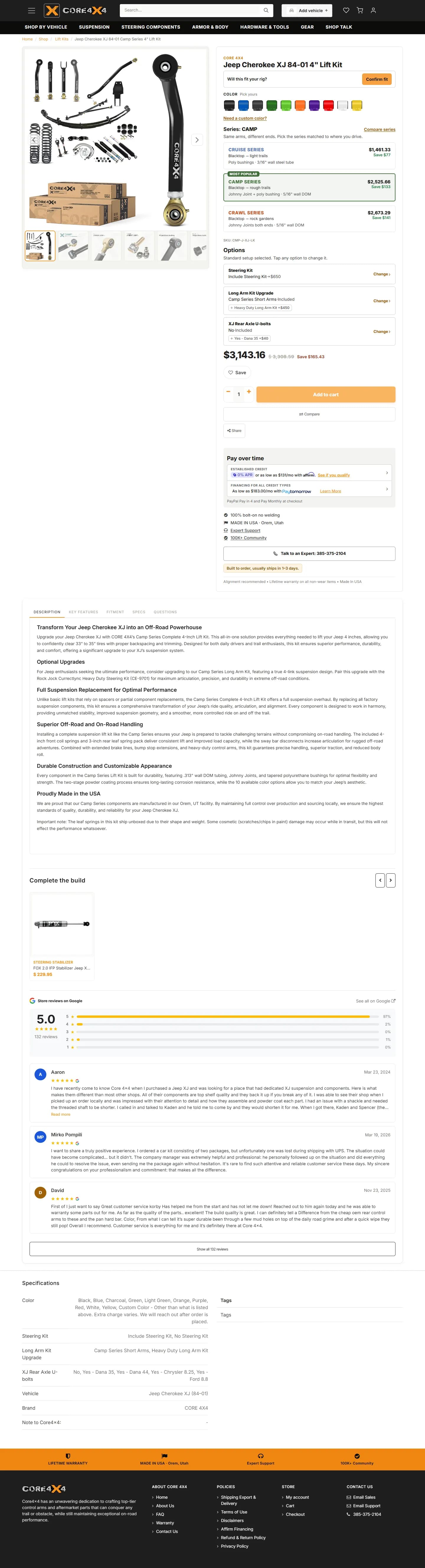 Core 4×4 website, inner page