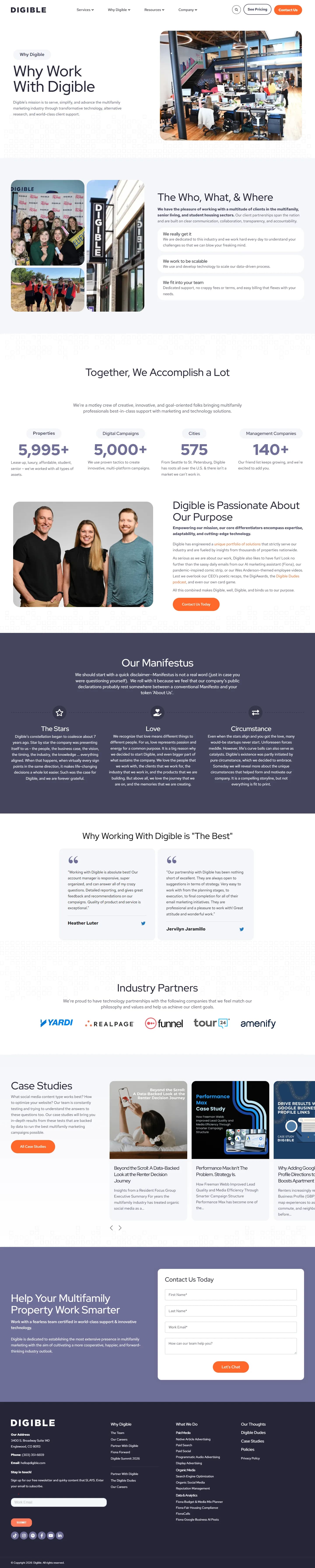 Digible website, inner page