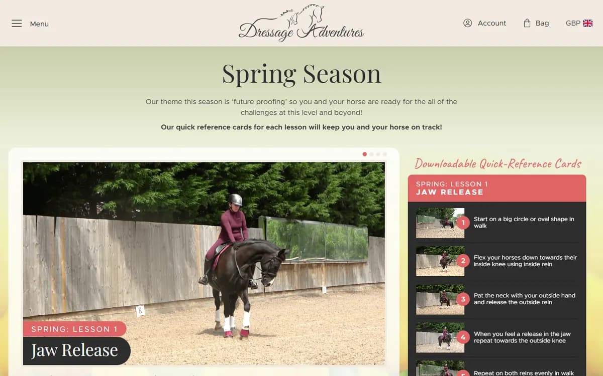 Dressage Adventures: Lessons organized by season