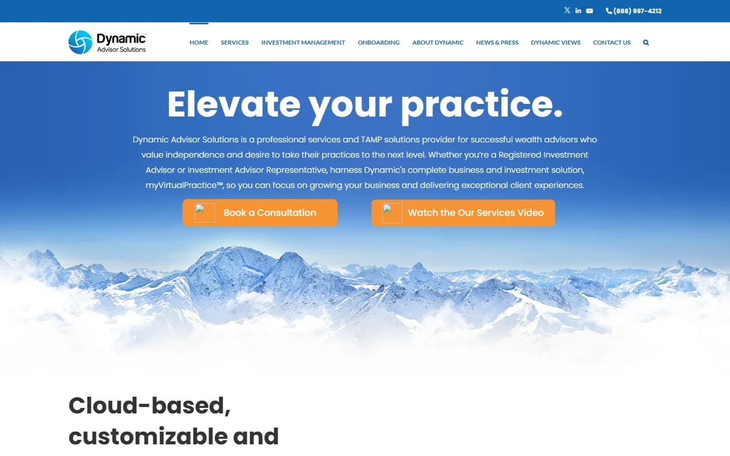 Dynamic Advisor Solutions website before the redesign