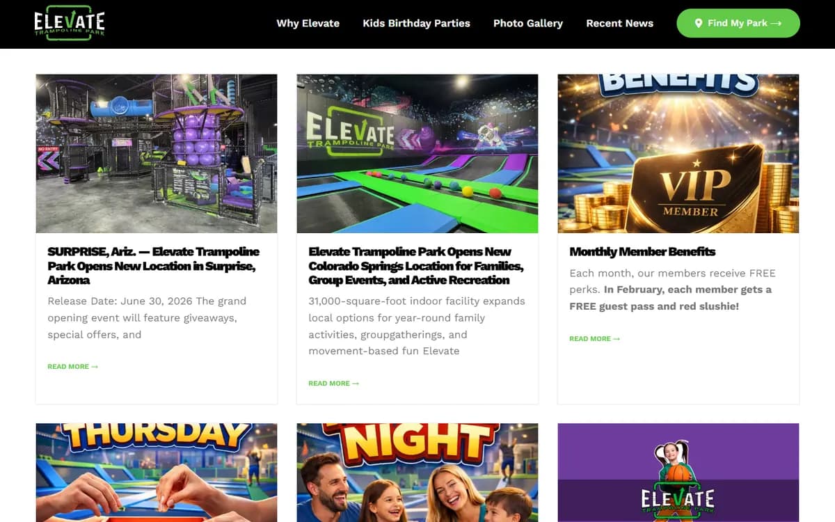 Elevate Trampoline Park: News and park blogs