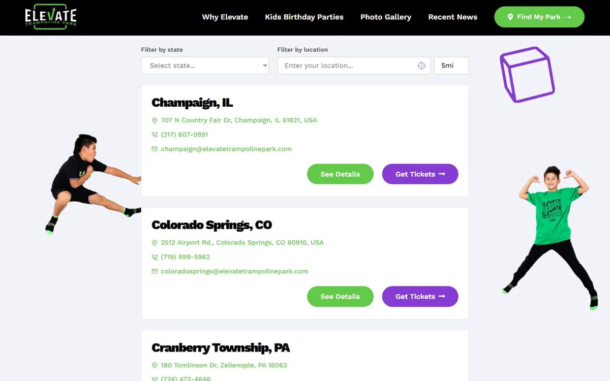 Elevate Trampoline Park: Park finder