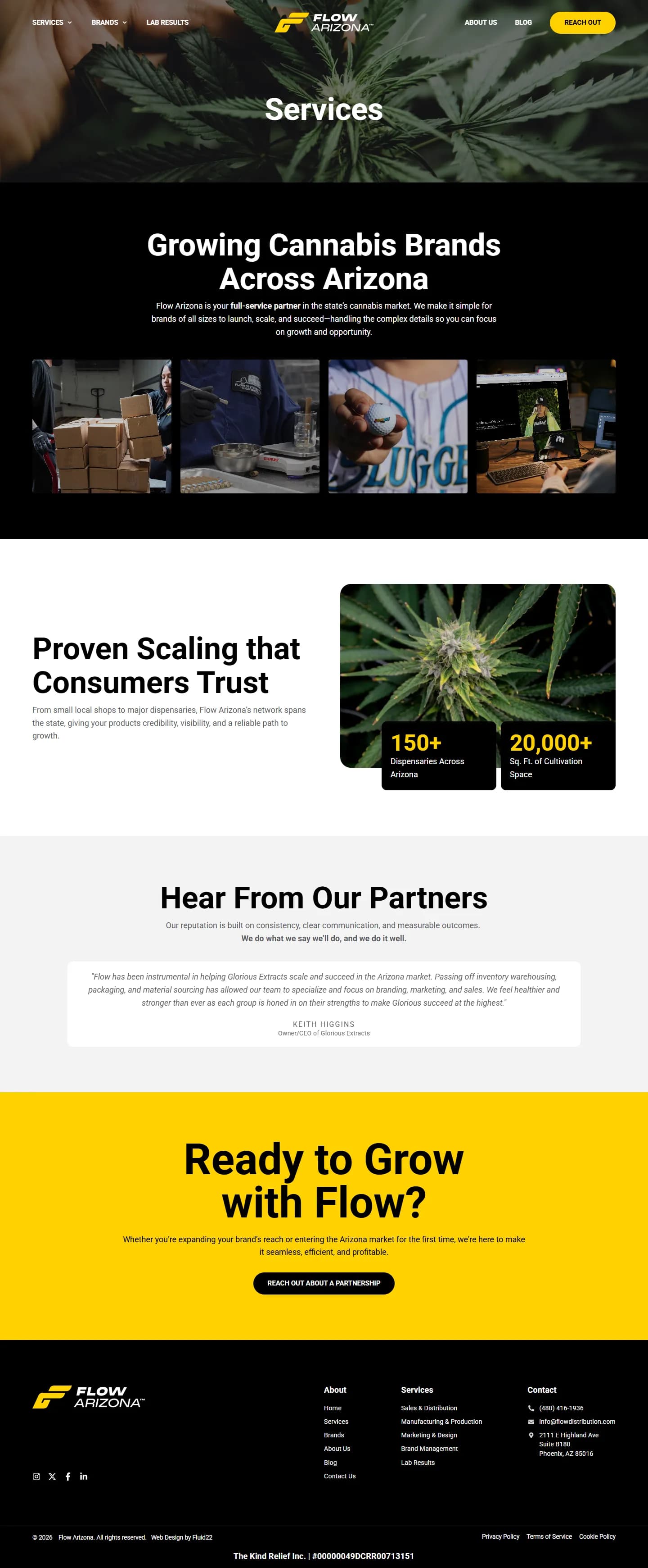 Flow Arizona website, inner page