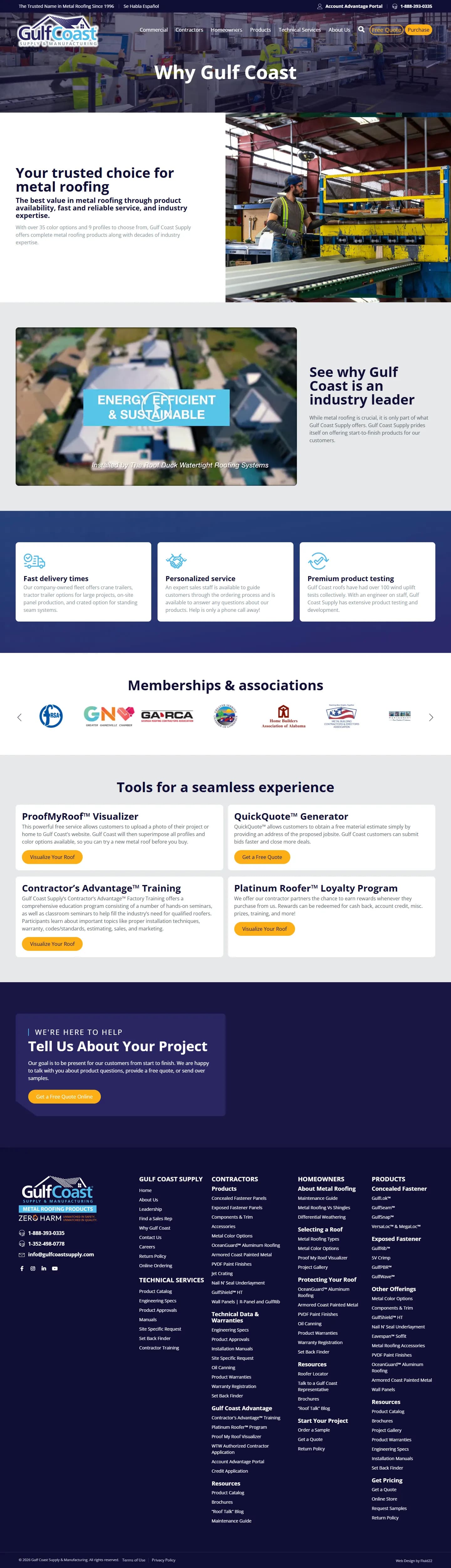 Gulf Coast Supply & Manufacturing website, inner page