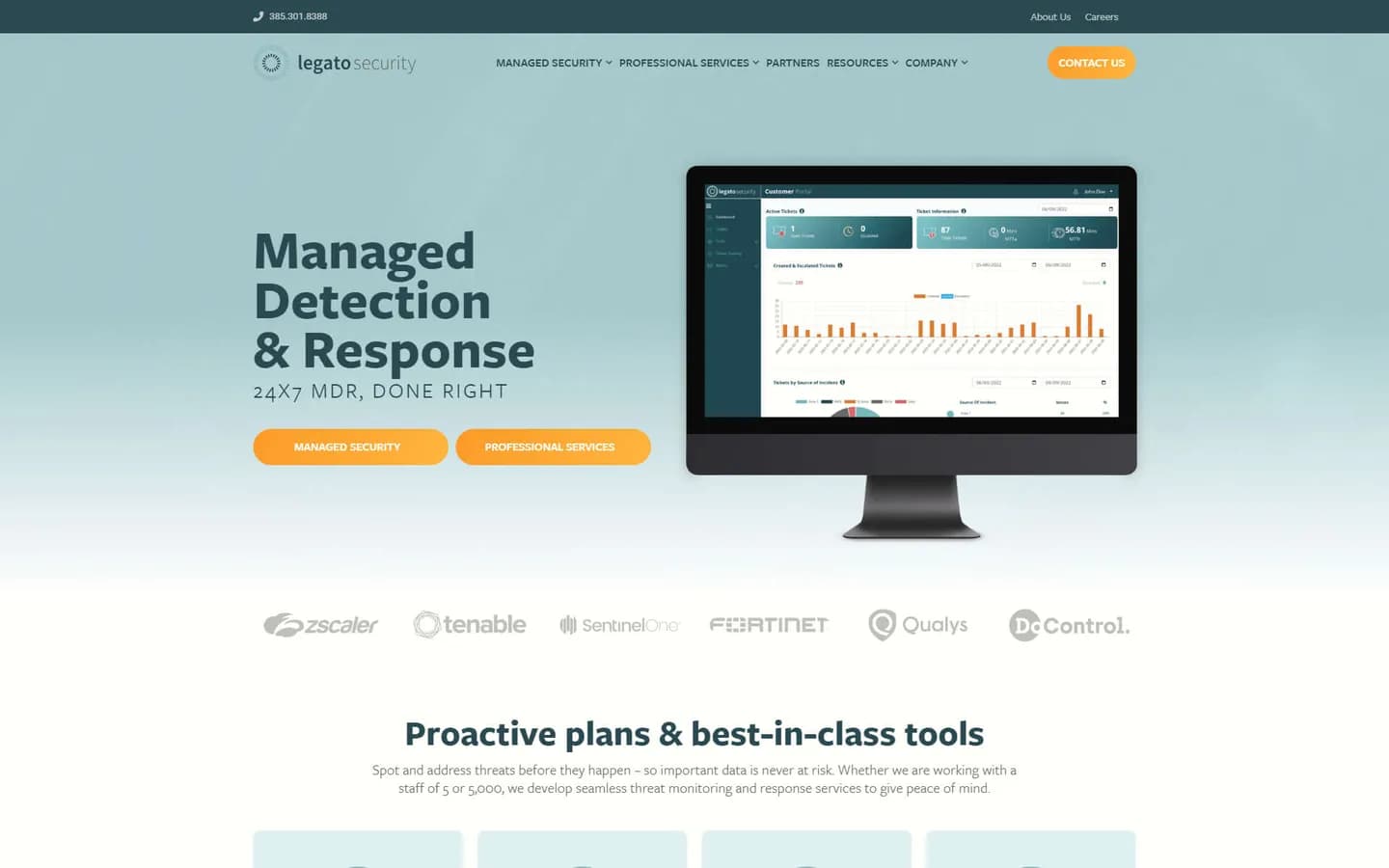 Legato Security website after the Fluid22 redesign
