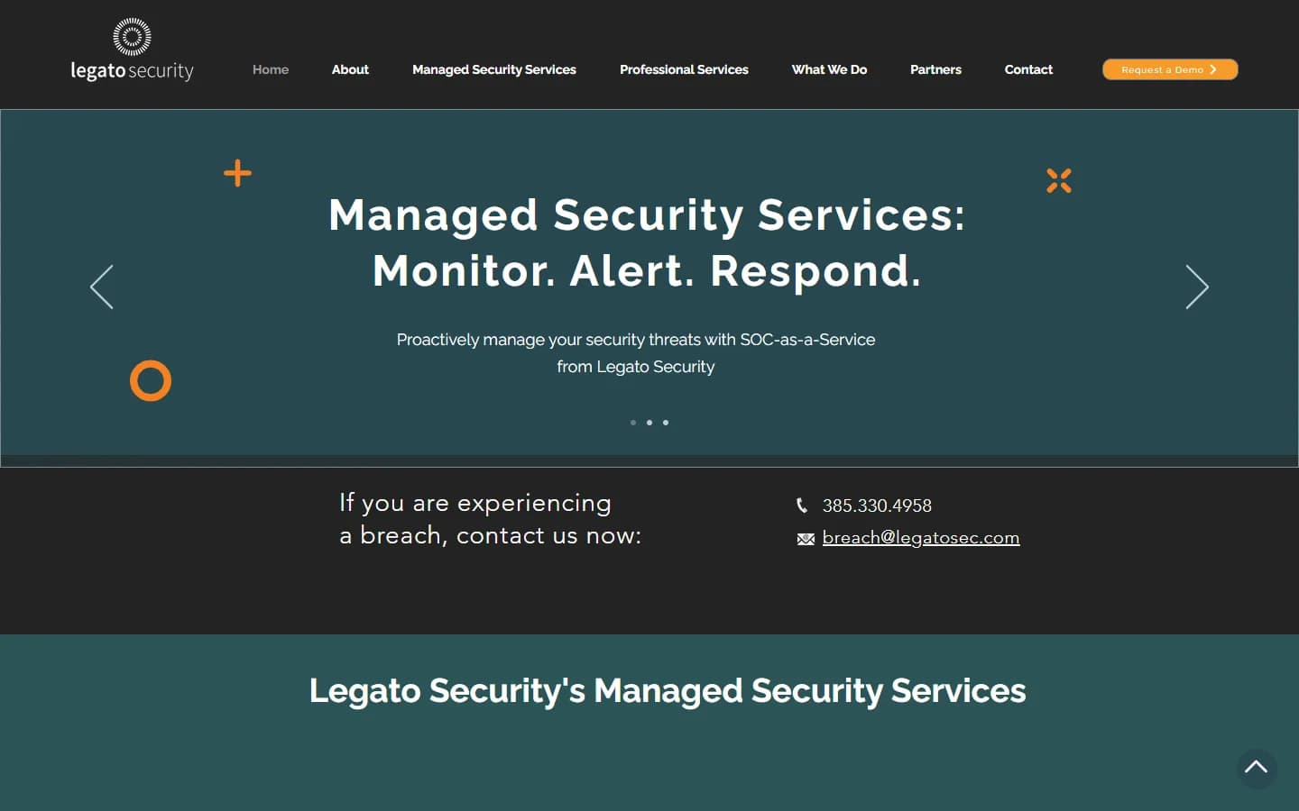 Legato Security website before the redesign
