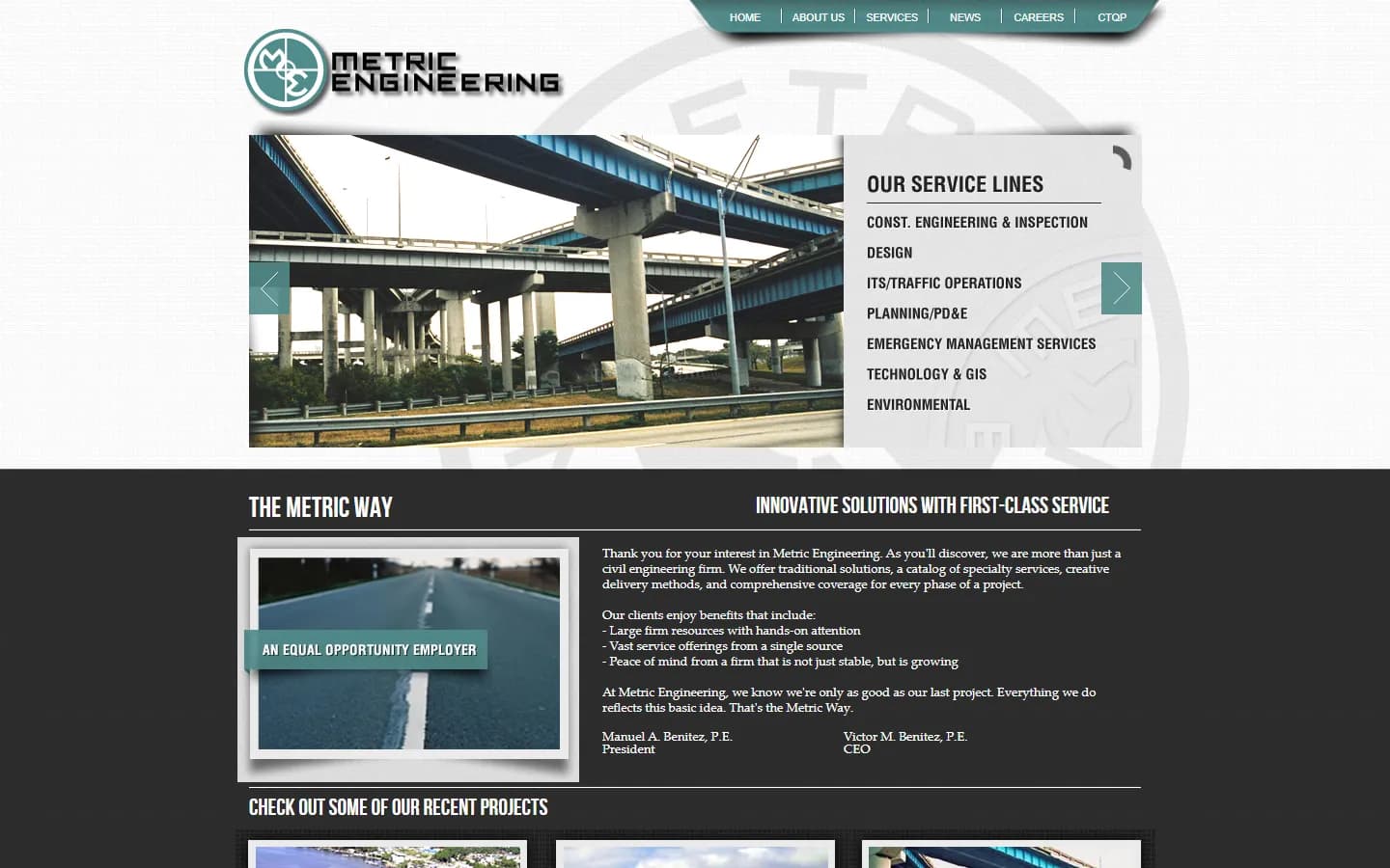 Metric website before the redesign
