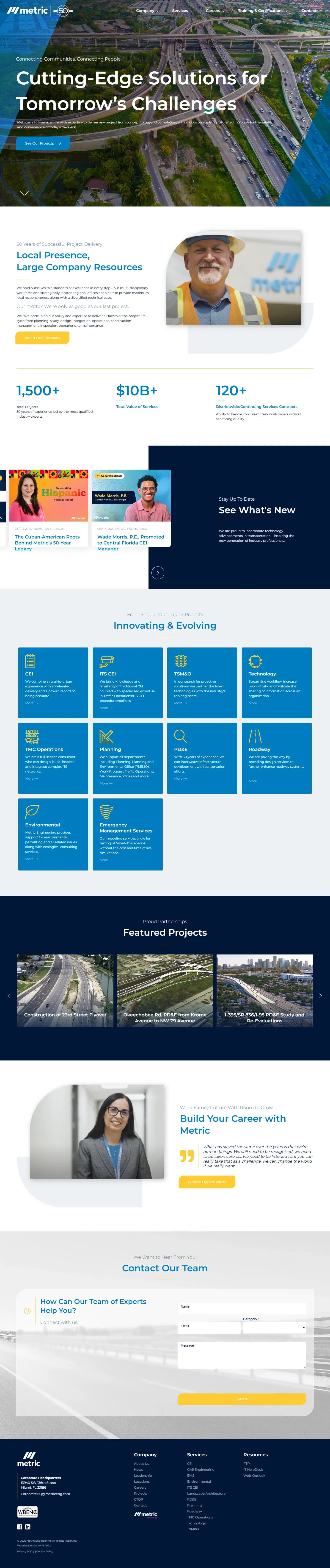 Metric website, full page