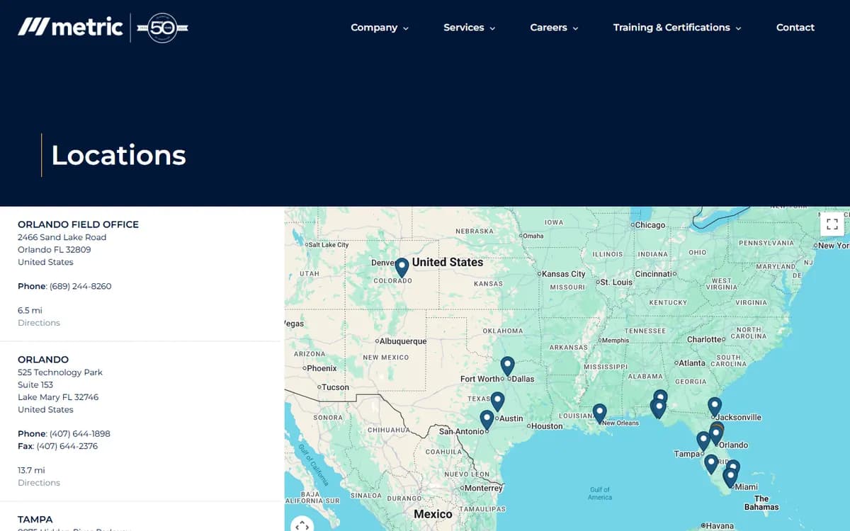 Metric: Interactive office locator