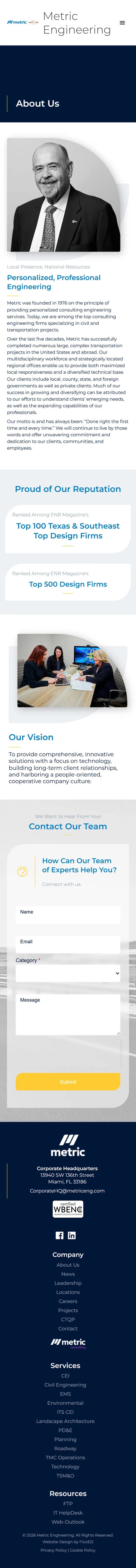 Metric website on mobile