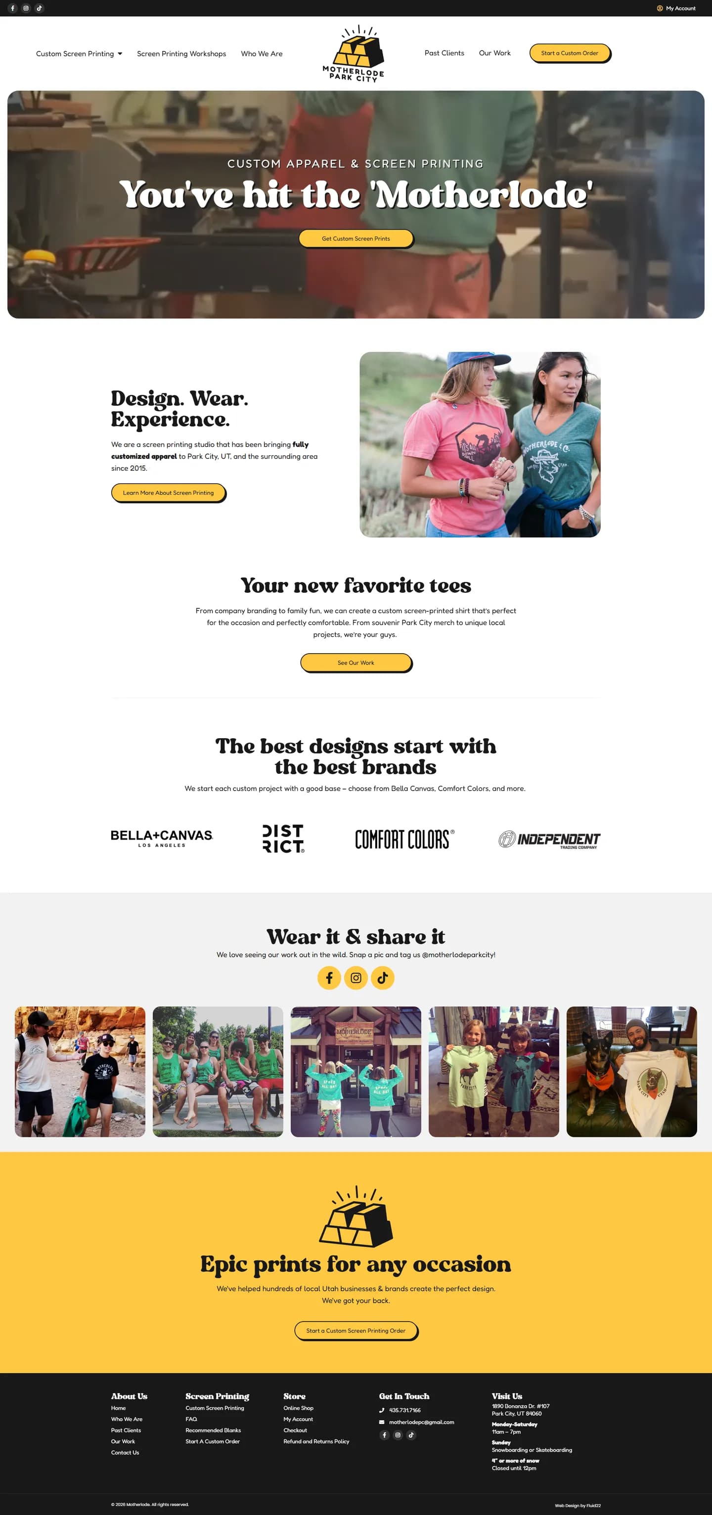 Motherlode website, full page