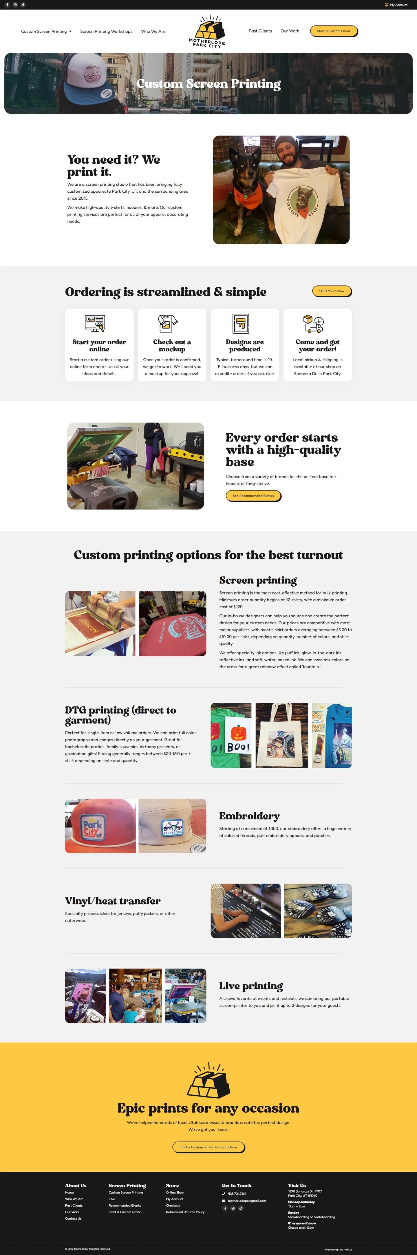 Motherlode website, inner page