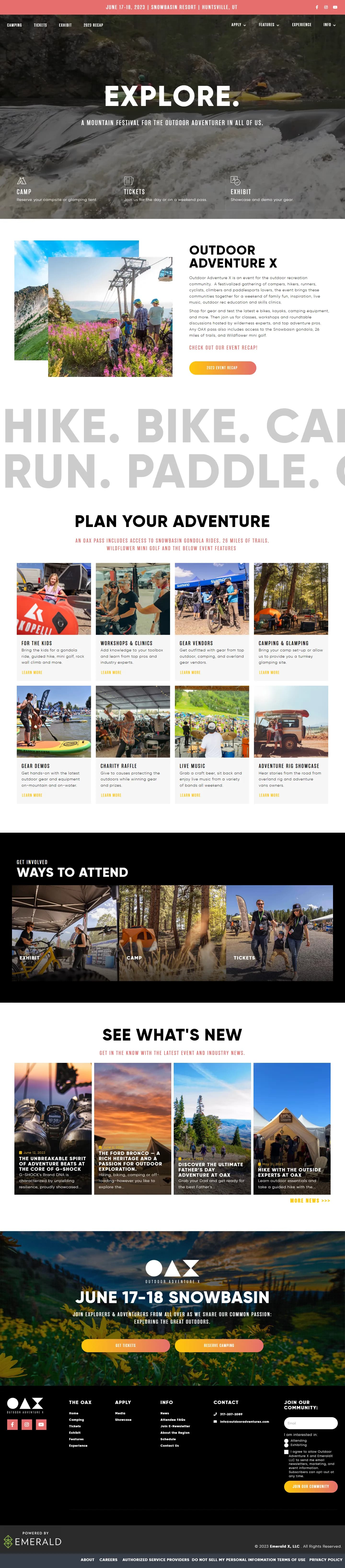 OAX website, full page