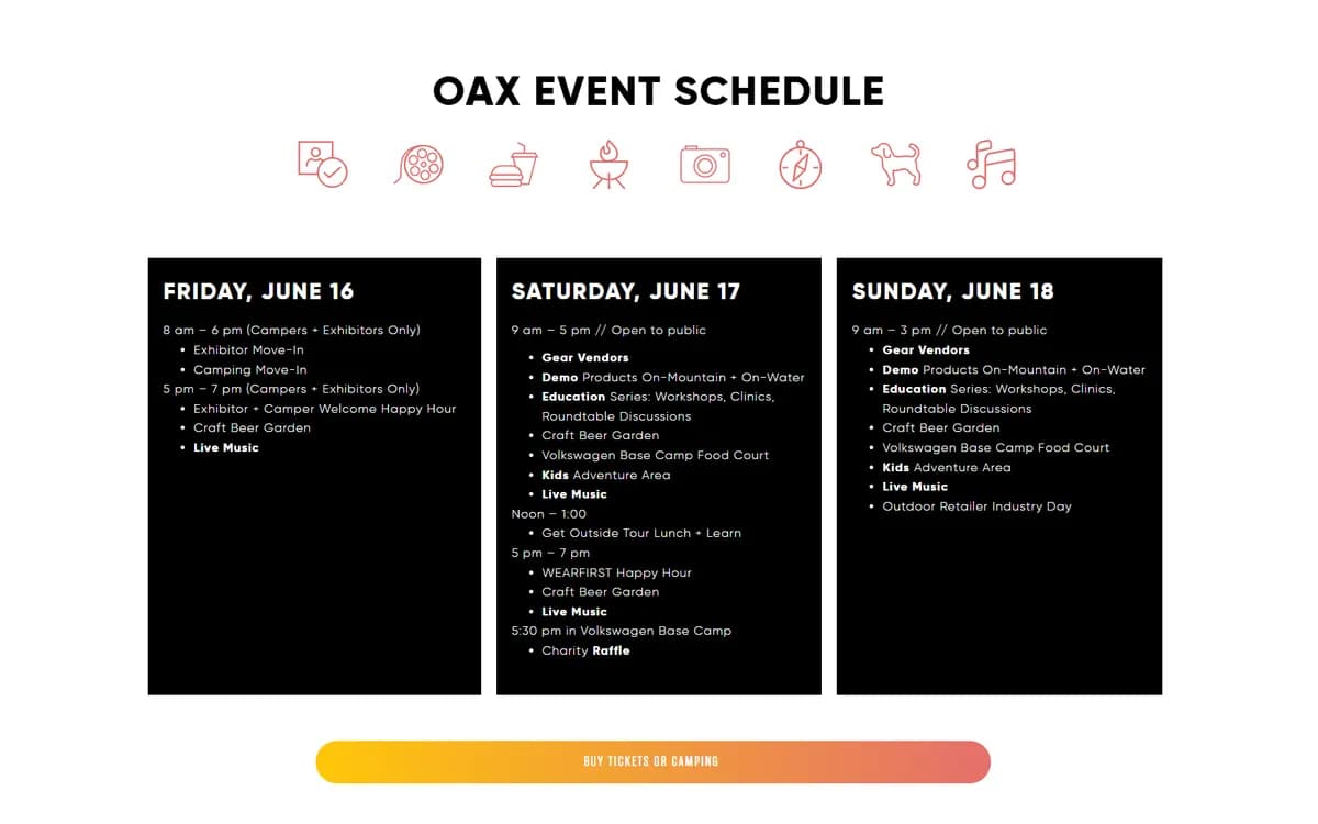 OAX: A three-day event schedule