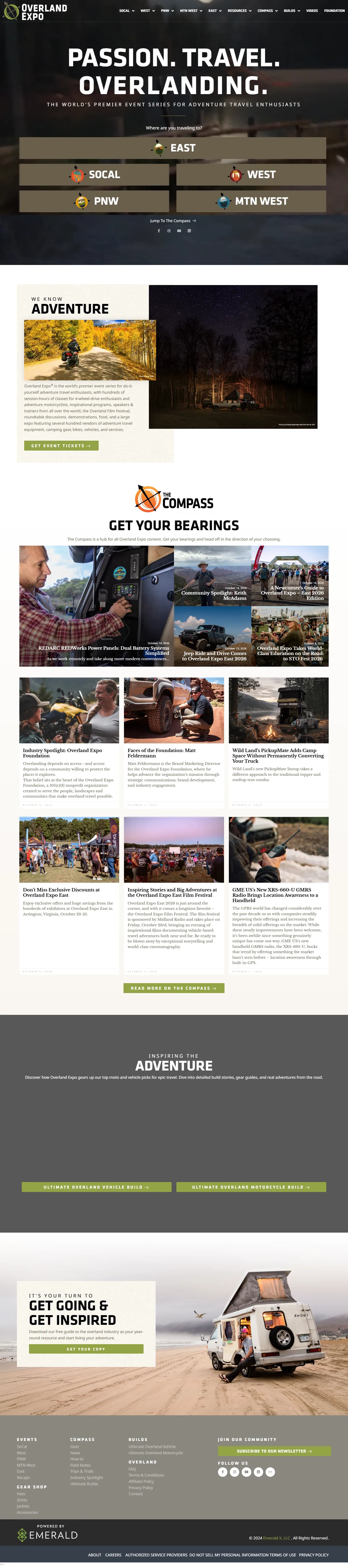Overland Expo website, full page