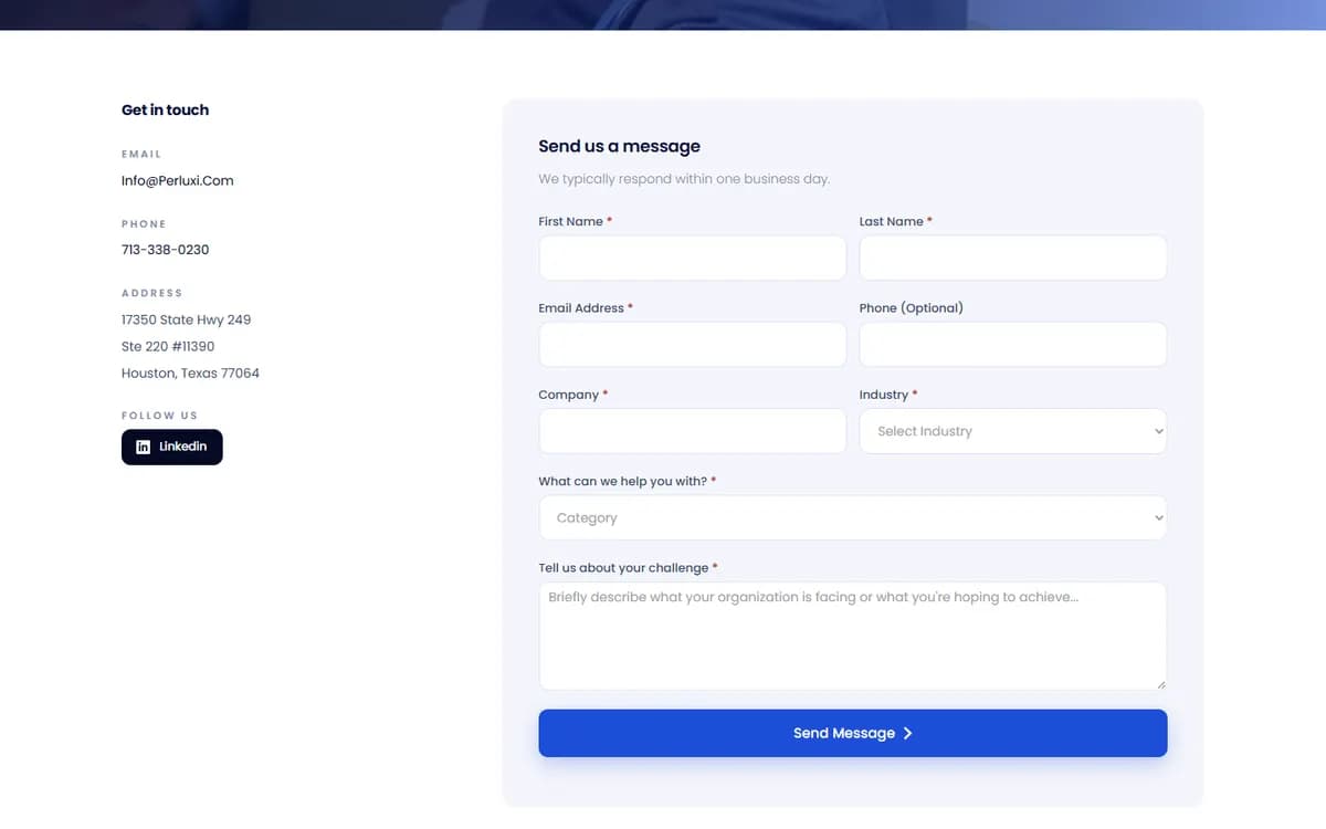 Perluxi: A contact form that qualifies the lead
