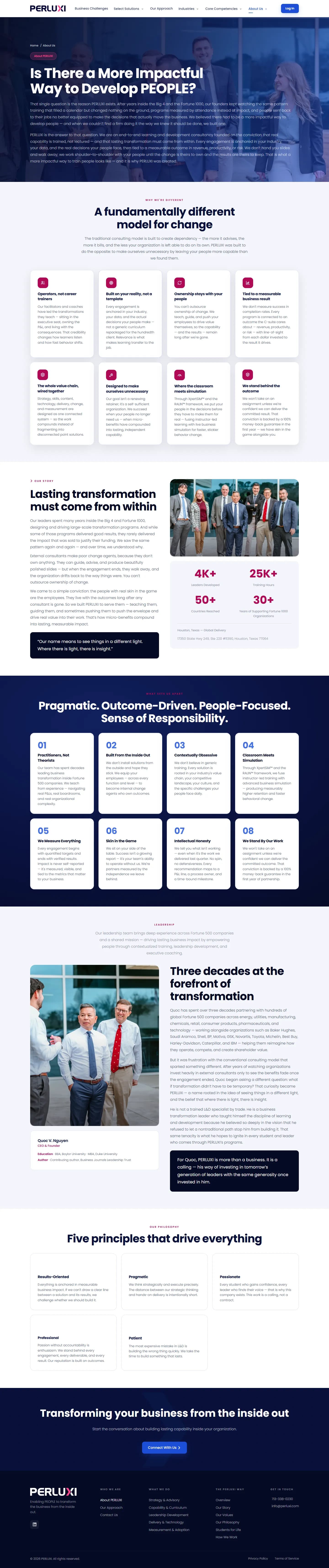 Perluxi website, inner page