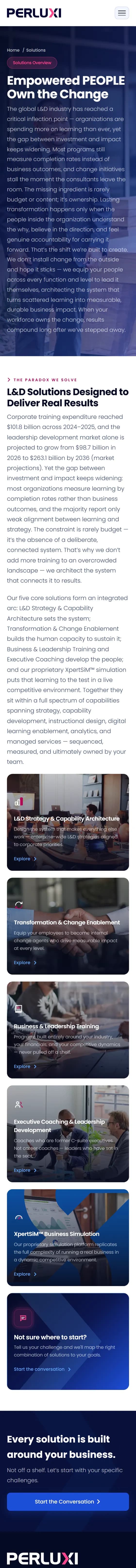 Perluxi website on mobile
