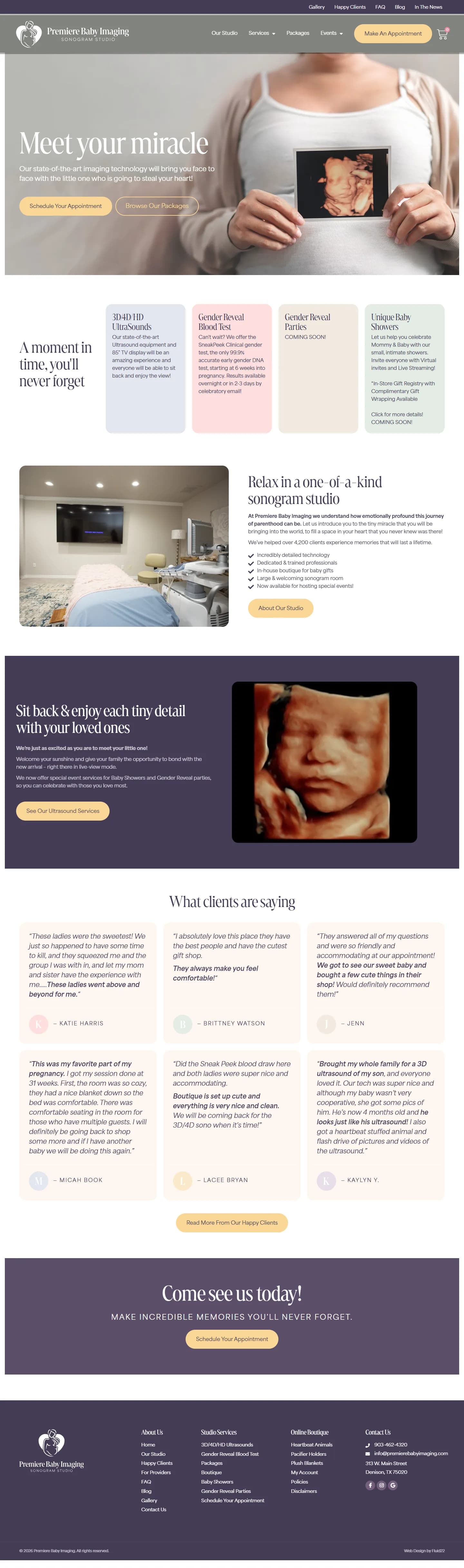 Premiere Baby Imaging website, full page