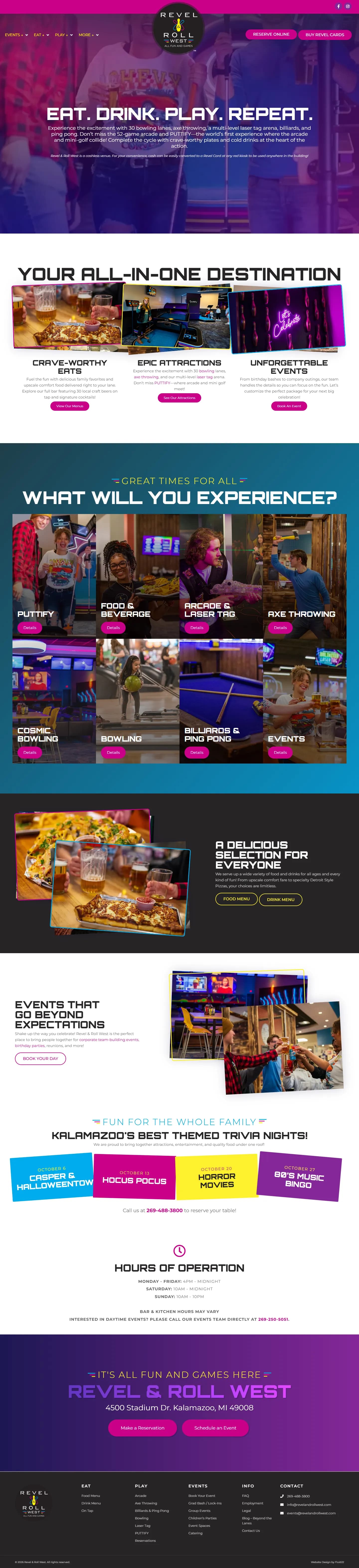 Revel & Roll website, full page