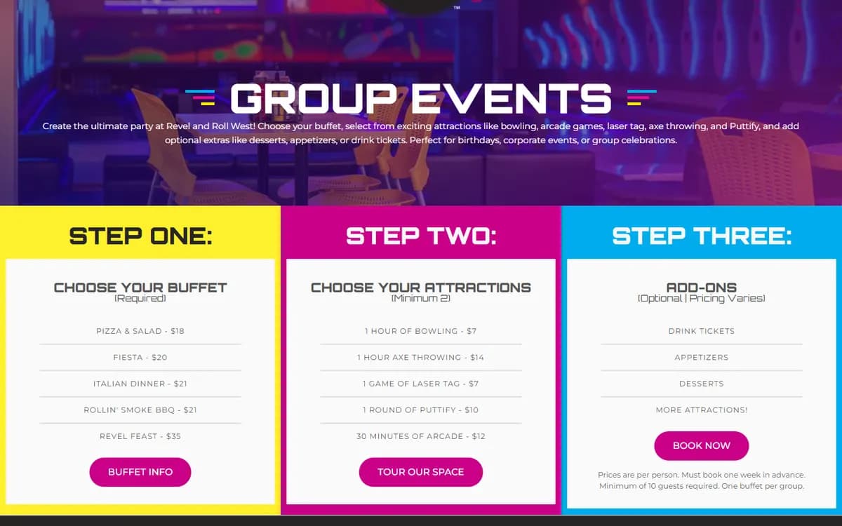 Revel & Roll: Build-your-own group events