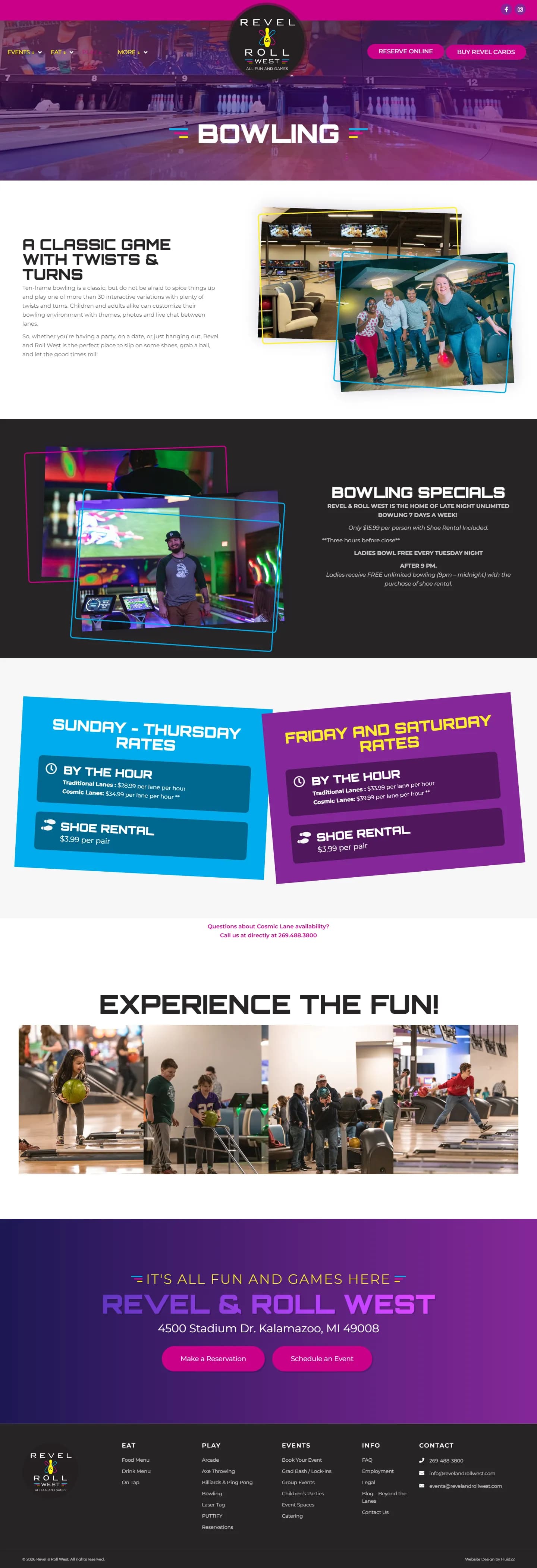 Revel & Roll website, inner page