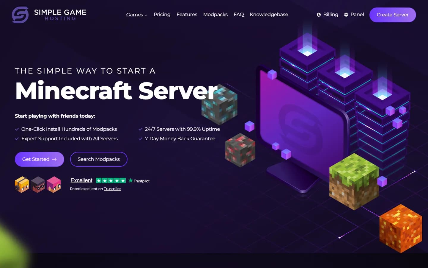 Simple Game Hosting website after the Fluid22 redesign