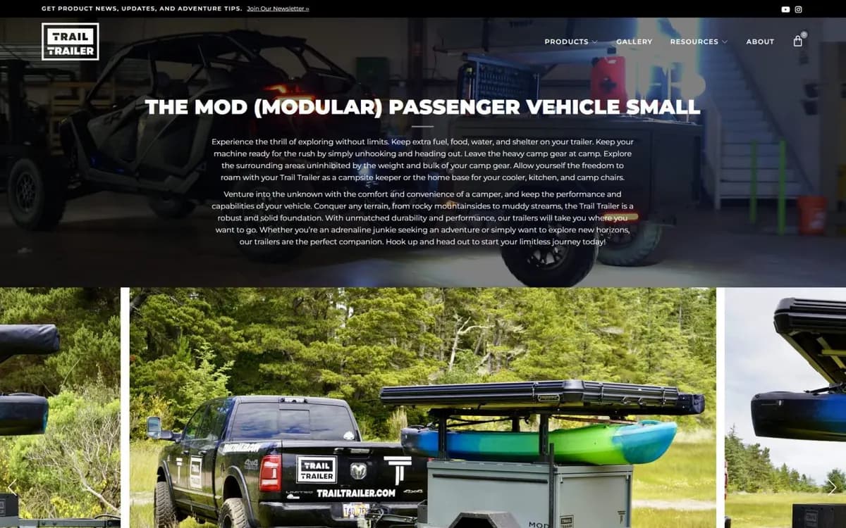 Trail Trailer: Product pages that sold the adventure