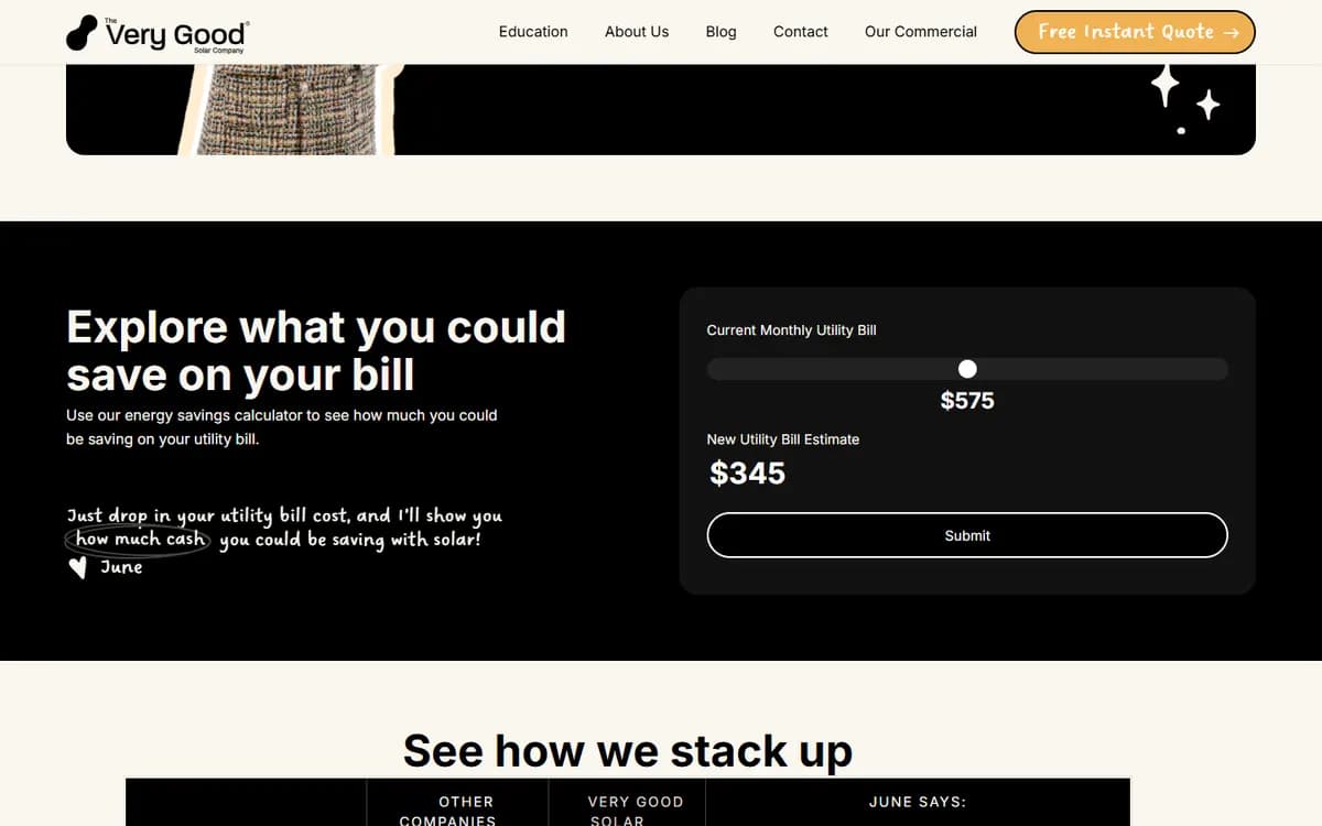 Very Good Solar: Savings calculator