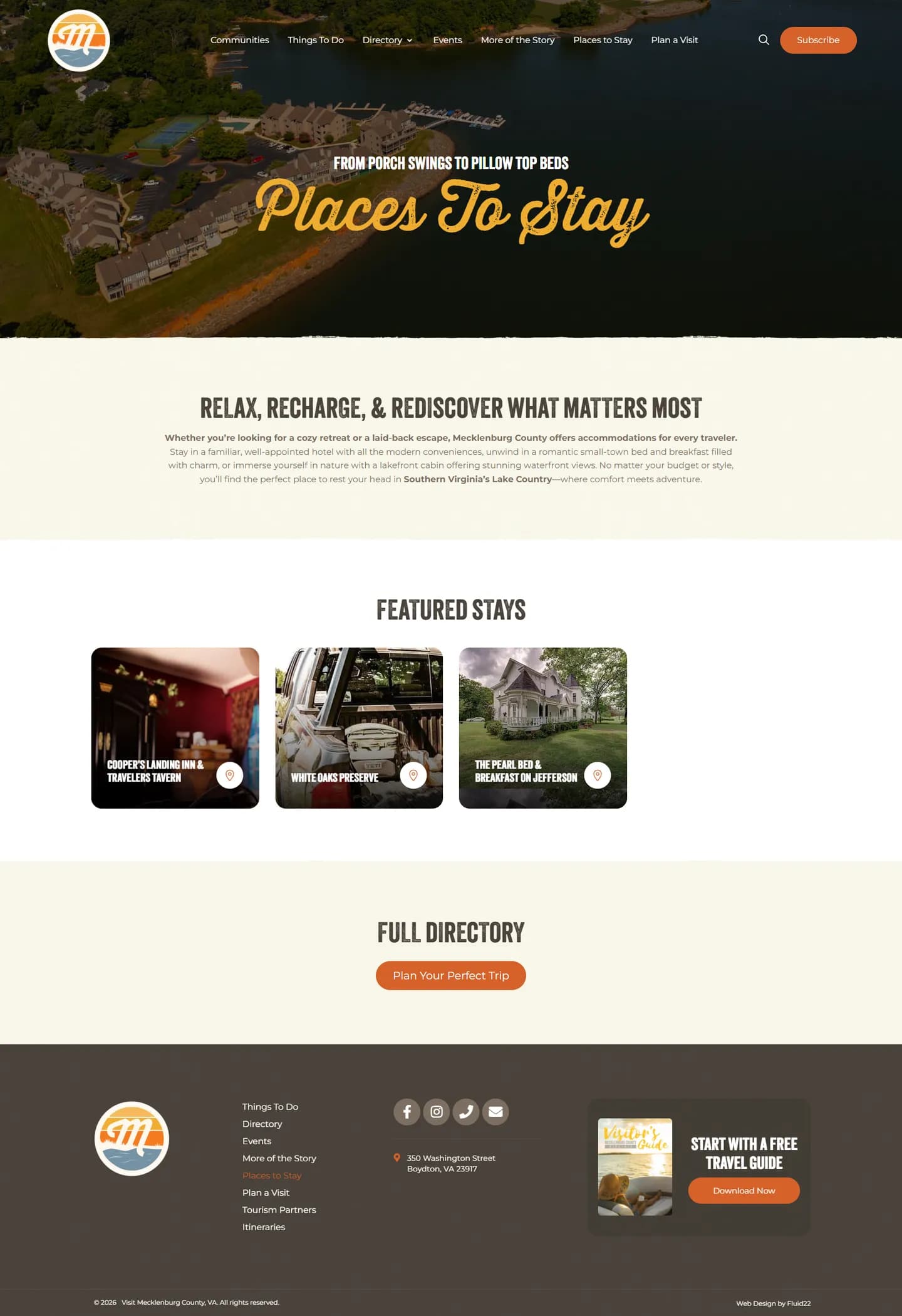 Visit Mecklenburg County website, inner page