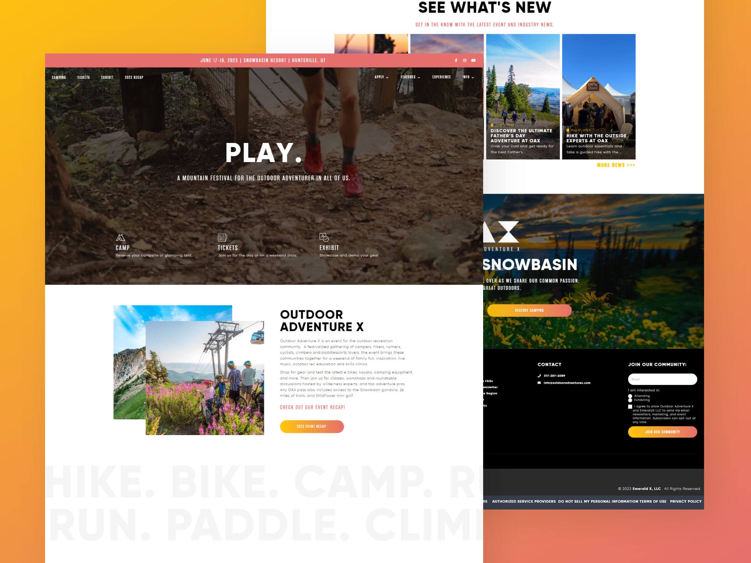 OAX outdoor adventure website screen shot