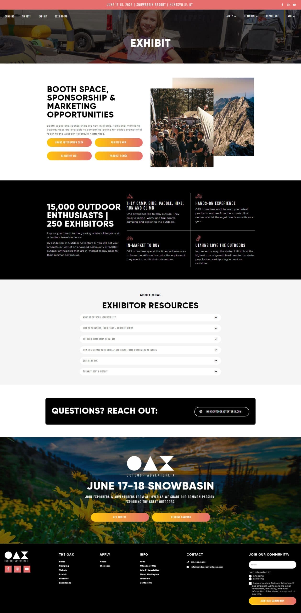 OAX website, inner page