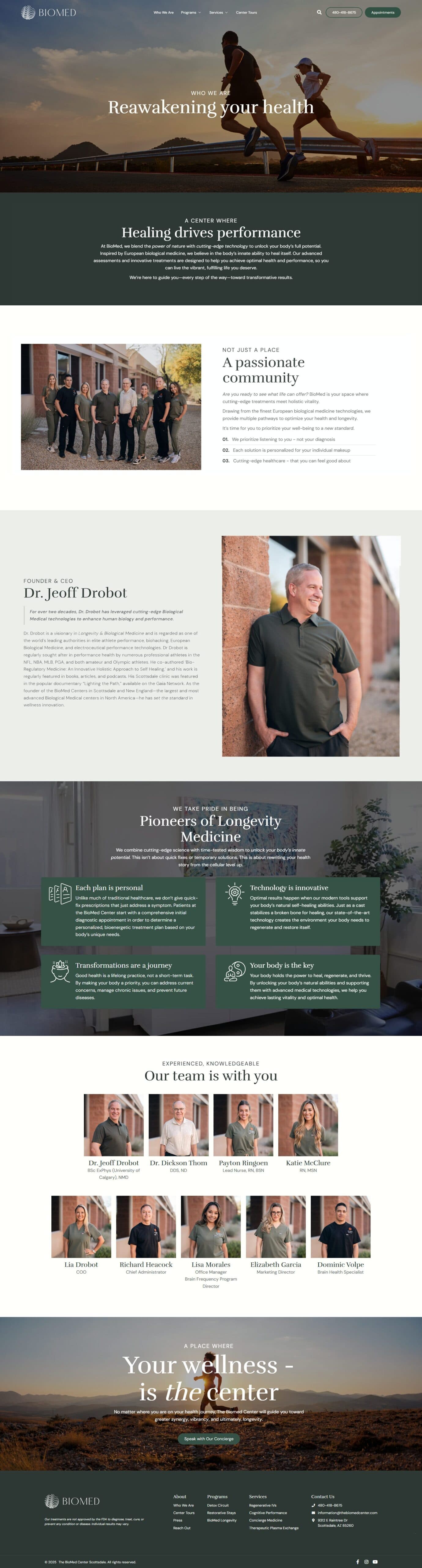 Biomed website, inner page