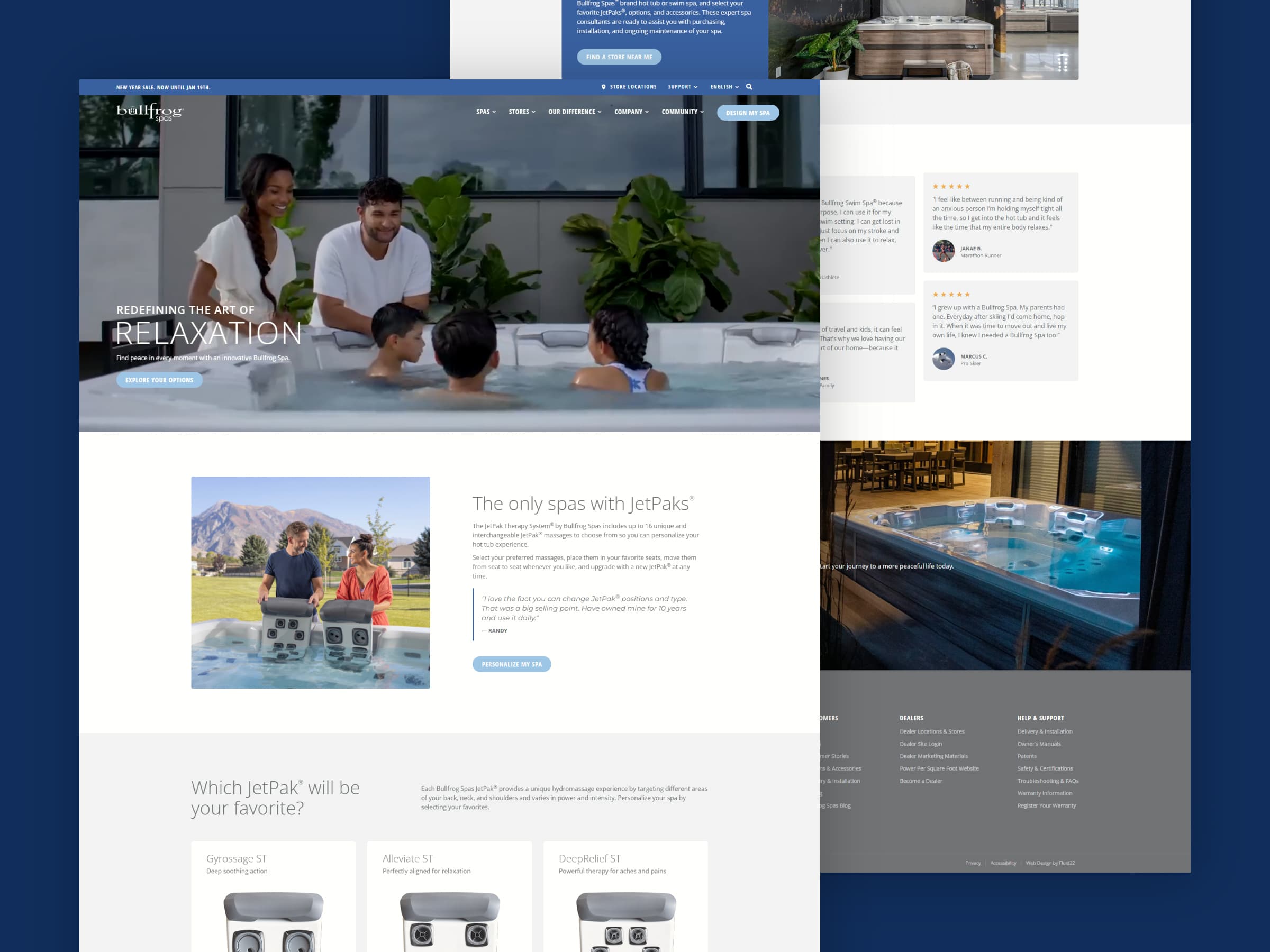 Bullfrog Spas website design by Fluid22