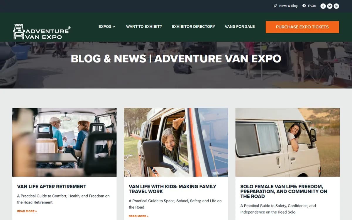 Adventure Van Expo: Blog and van life resources