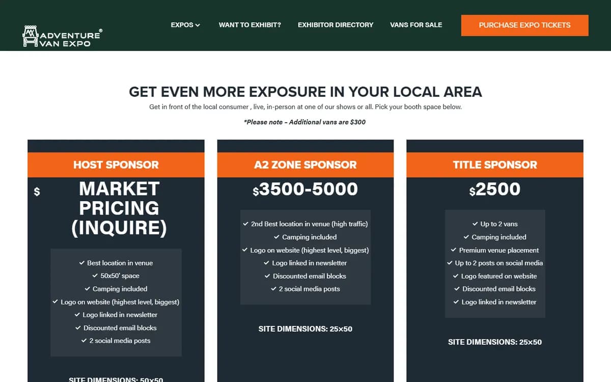 Adventure Van Expo: Exhibitor info and sponsorships