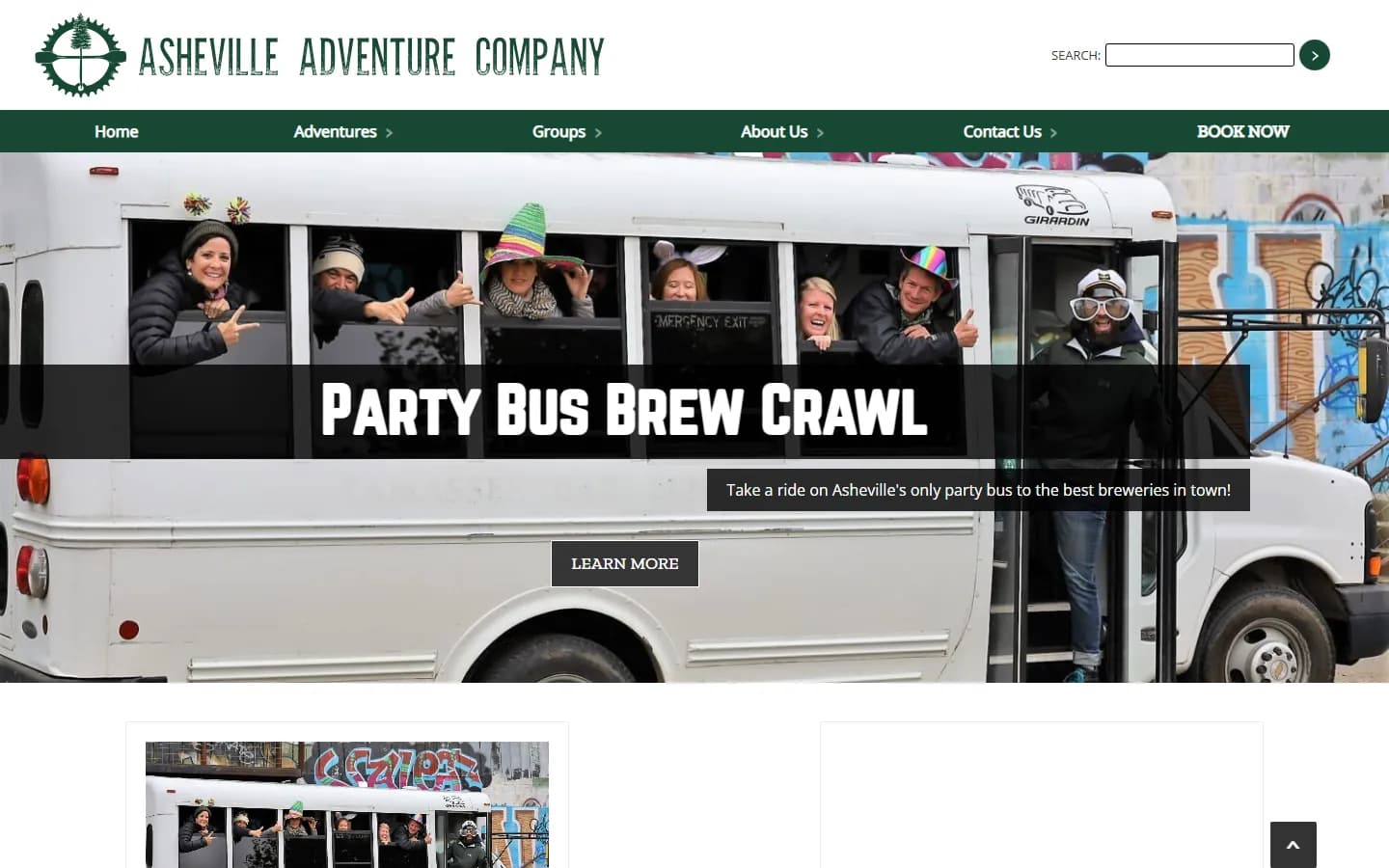 Asheville Adventure Company website before the redesign