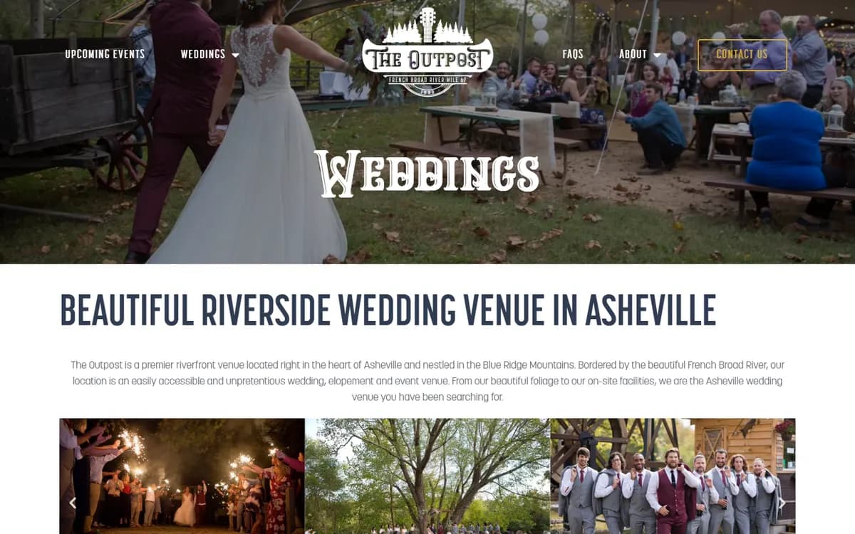 Asheville Outpost: A wedding venue page that answers the big questions