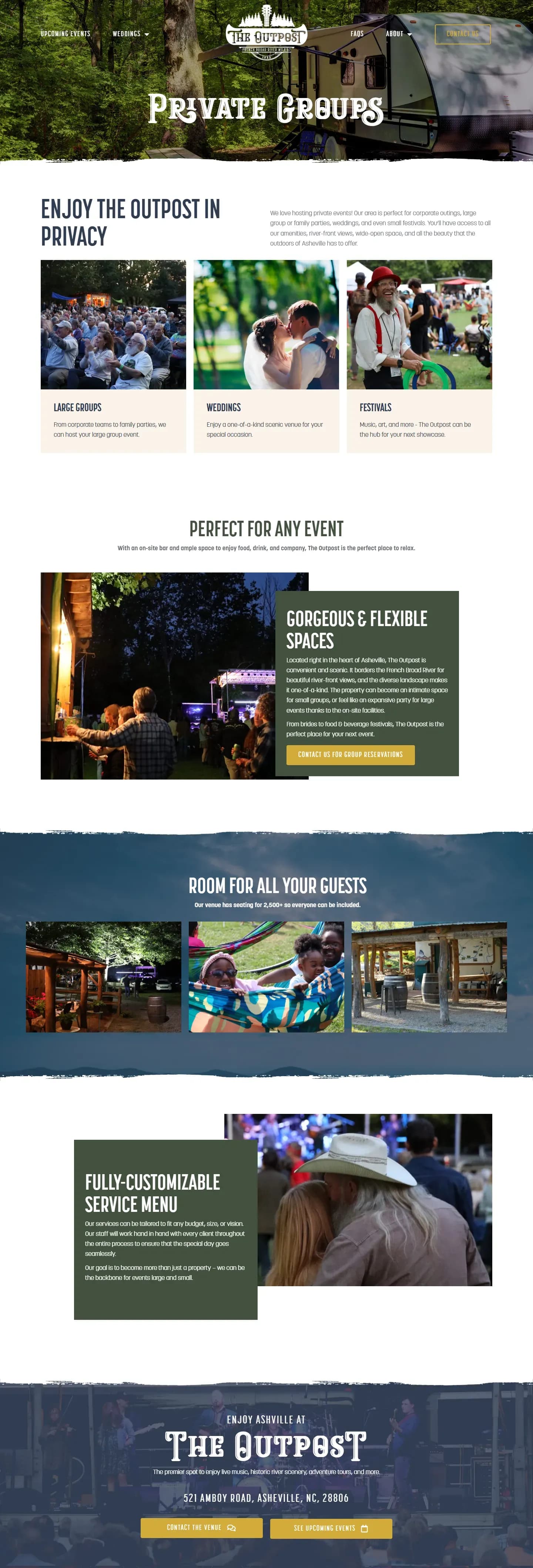 Asheville Outpost website, inner page